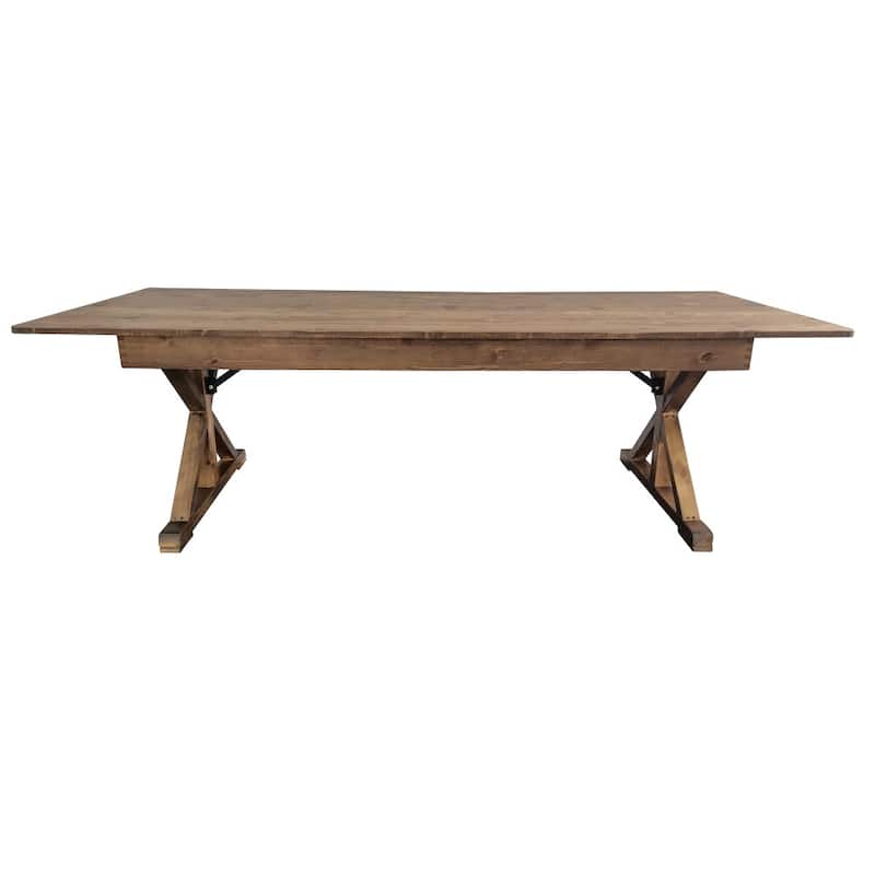 8' x 40" Rectangular Antique Rustic Solid Pine Folding Dining Table