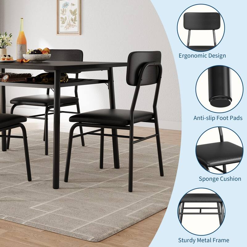 3-Piece Dining Table Set, Wood Table with Storage Rack & 2 Upholstered Chairs, Compact Design for Apartment