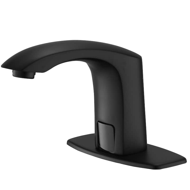 Automatic Sensor Touchless Bathroom Sink Faucet With Deck Plate - Black