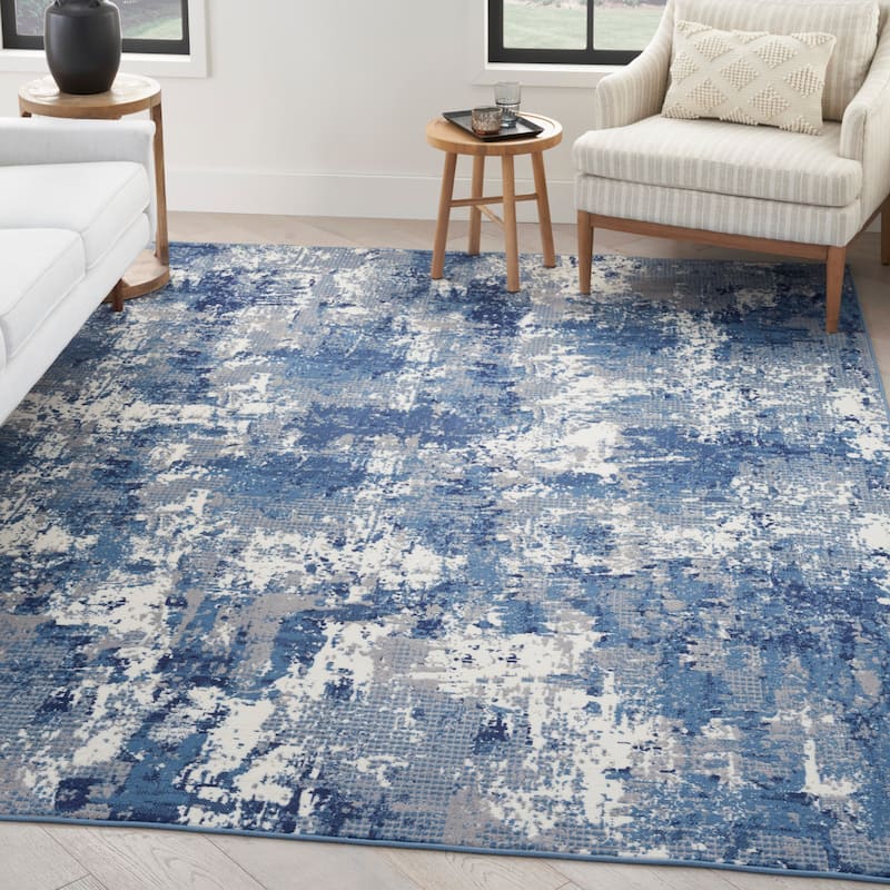 Nourison Grafix Indoor Blue Abstract Area Rug