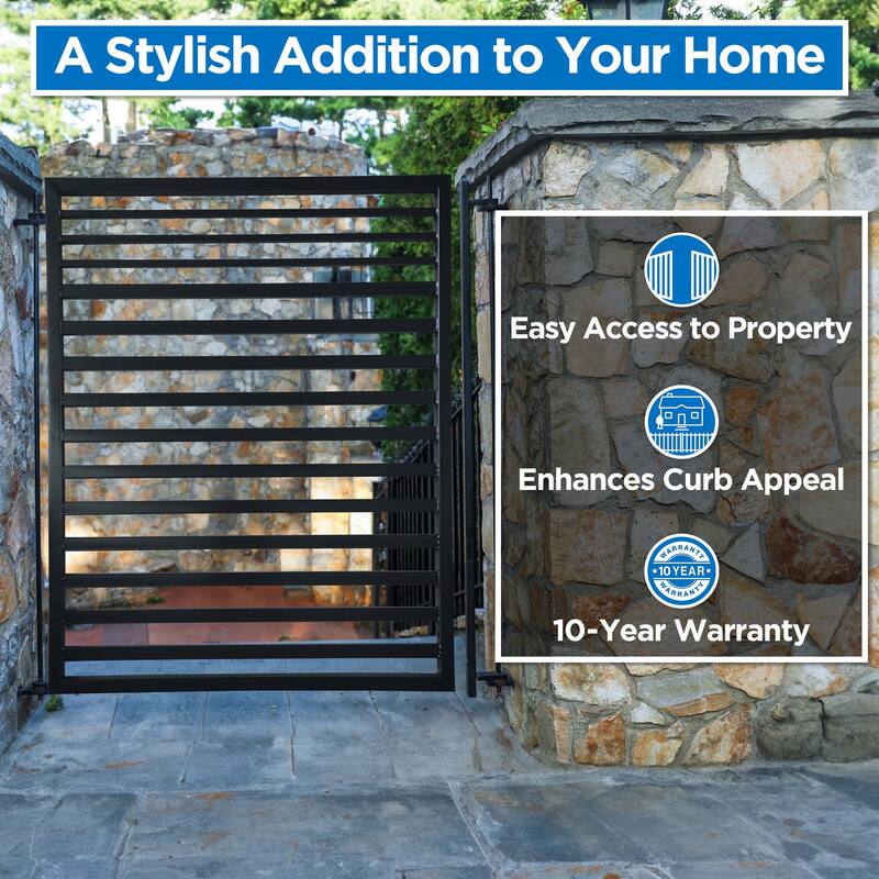 ALEKO Modern Yard Garden Sofia Style Steel Pedestrian Gate Black