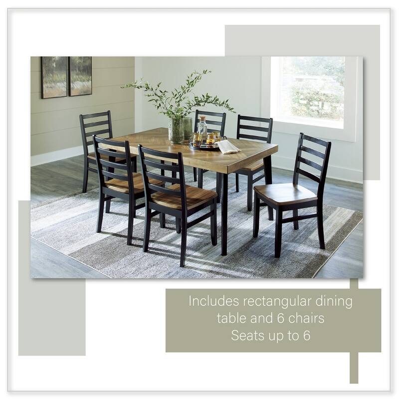 Signature Design by Ashley Blondon Black/Brown Dining Table and 6 Chairs (Set of 7)