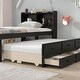 preview thumbnail 2 of 6, Twin Size Wooden Bed with Twin Trundle,Drawers, Bookcase and Headboard