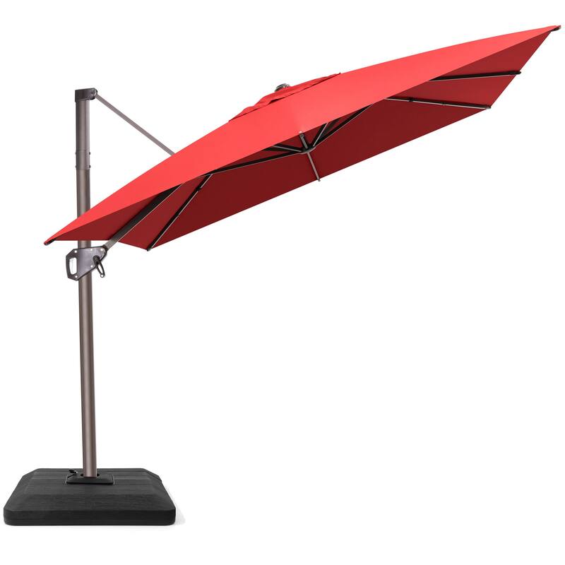 Outdoor 11 x 9 FT Patio 360 Degree Rotation Cantilever Umbrella with 4-Piece Umbrella Base