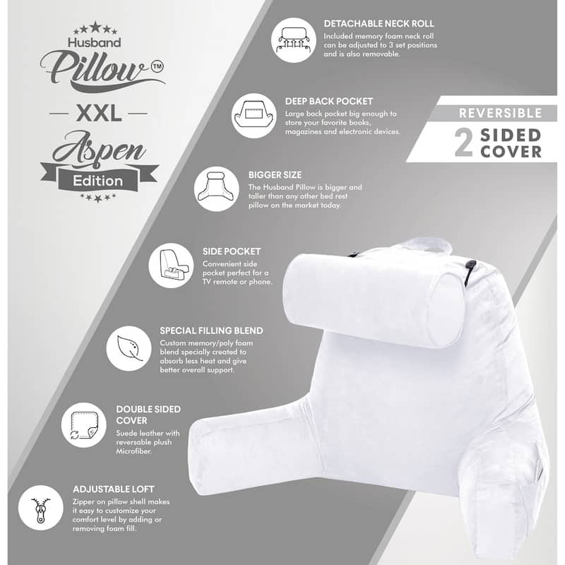 Husband Bedrest Micro-Suede Reading Pillow