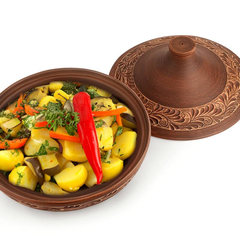STP Goods Handmade 2.1 Qt Red Clay Stoneware Tajine