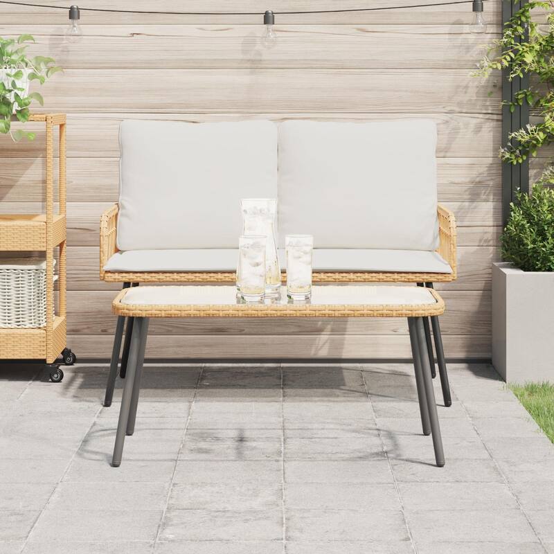 Rectangular Poly Rattan Coffee Table - 35.4 x 17.7 x 16.9 in