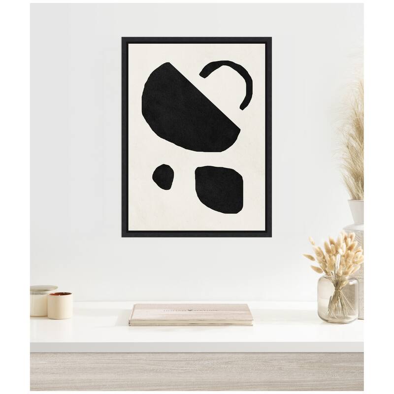 Kate and Laurel Sylvie Black Geometric Abstract 2 Framed Canvas by July Art Prints