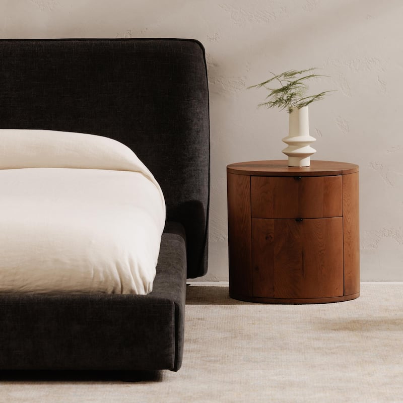 NADAA STUDIOS Yasmin, Wooden Nightstand With Two Drawer