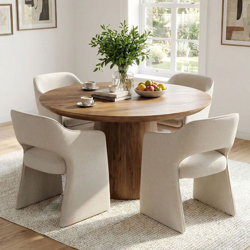 Upholstered Dining Chairs Set of 4 with Open-Back Design and Performance Fabric