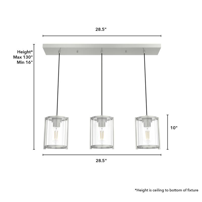 Hunter Astwood 3-Light Linear Cluster, Kitchen Island, Dining Room - Transitional, Contemporary, Modern Farmhouse