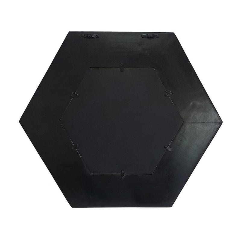 HomeRoots 19" Black Hexagon Wood Framed Accent Mirror - 18.5' X '18.5' X '0.7