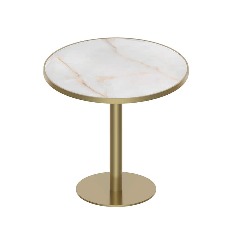 Square Modern Dinning Table 31.5 inches Bistro Table Tulip Table with Faux Marble top, Sturdy Metal Frame Diameter