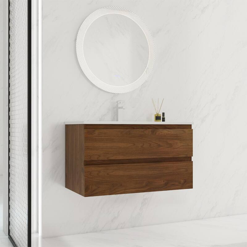 BNK 24"/30"/36'' Single Sink Bathroom Vanity with Two Soft Close Drawers