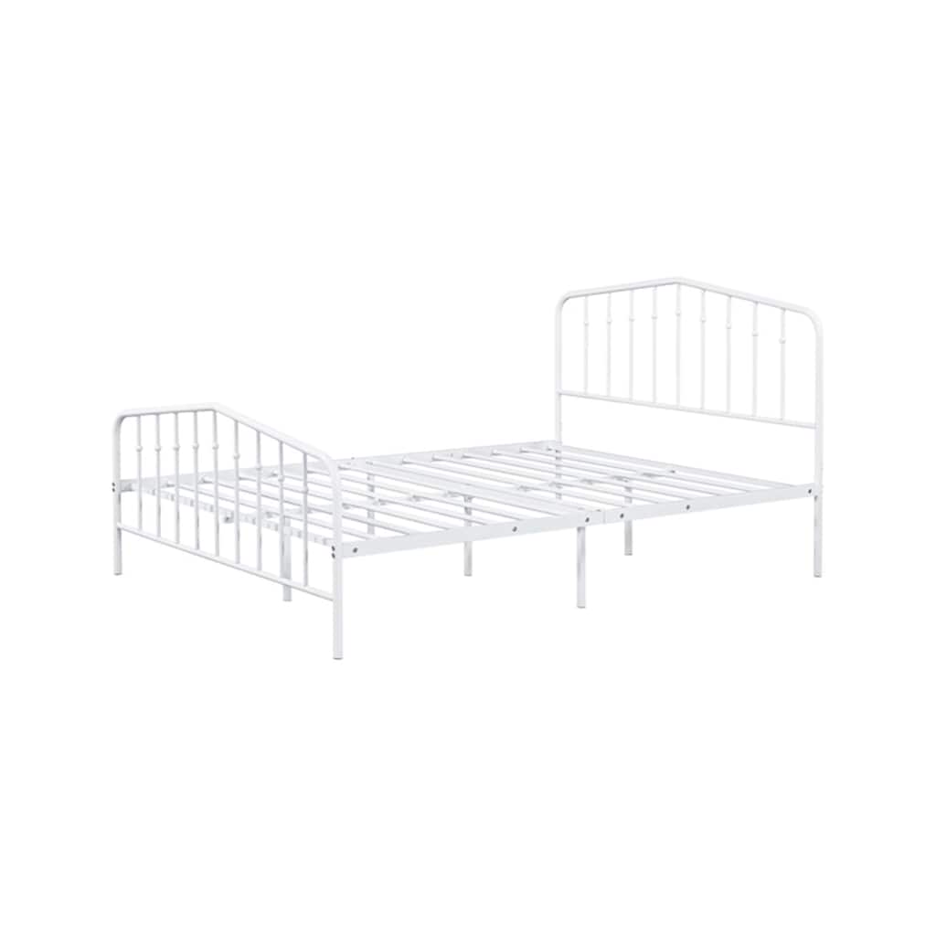 Nix Full Size Bed, Classic Spindle Headboard and Footboard, White Metal