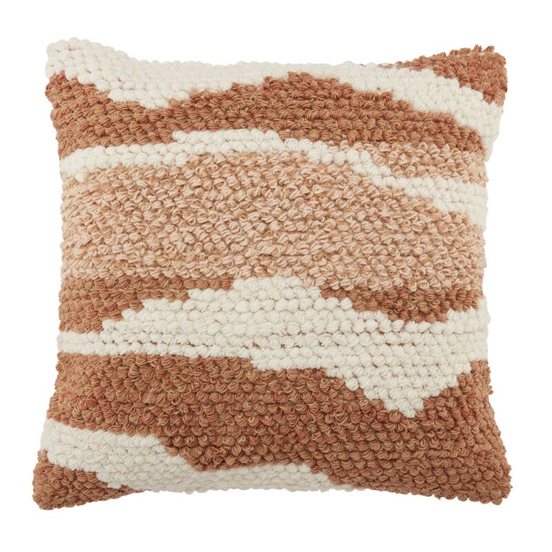 Marnie Indoor/ Outdoor Tan/ White Abstract Pillow - 22"X22" Polyester Fill - Polyester
