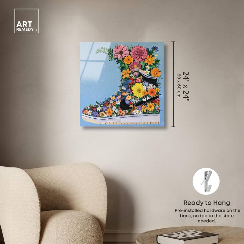 Blooming Floral Sneaker Acrylic by Art Remedy, Ready to Hang