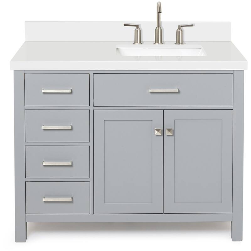 Ariel H043SRWQRVO Bristol 42" Thick Quartz Vanity Top - Grey - Ash Finish