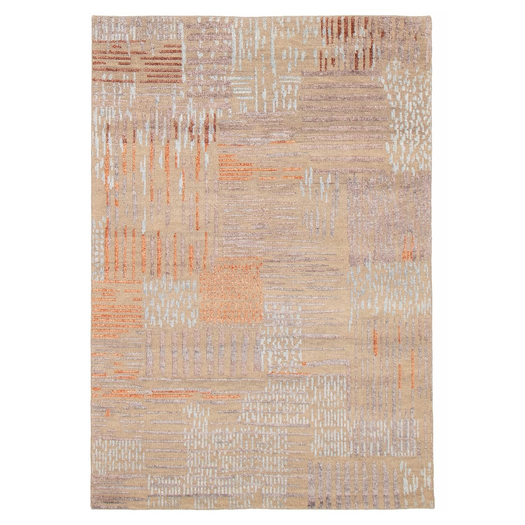 ECARPETGALLERY Hand-knotted Heritage Khaki Silk, Wool Rug - 5'3 x 7'7