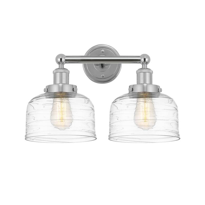 Innovations Lighting 616-2W-10-16-L Bell Vanity Bell 2 Light 16" Wide - Polished Chrome / Clear Deco Swirl