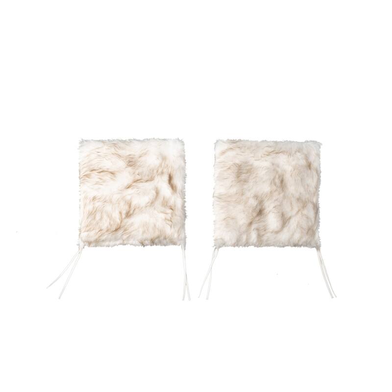 HomeRoots Set Of Two 17" X 17" Gradient Tan Faux Fur Dining Chair Pad - 17