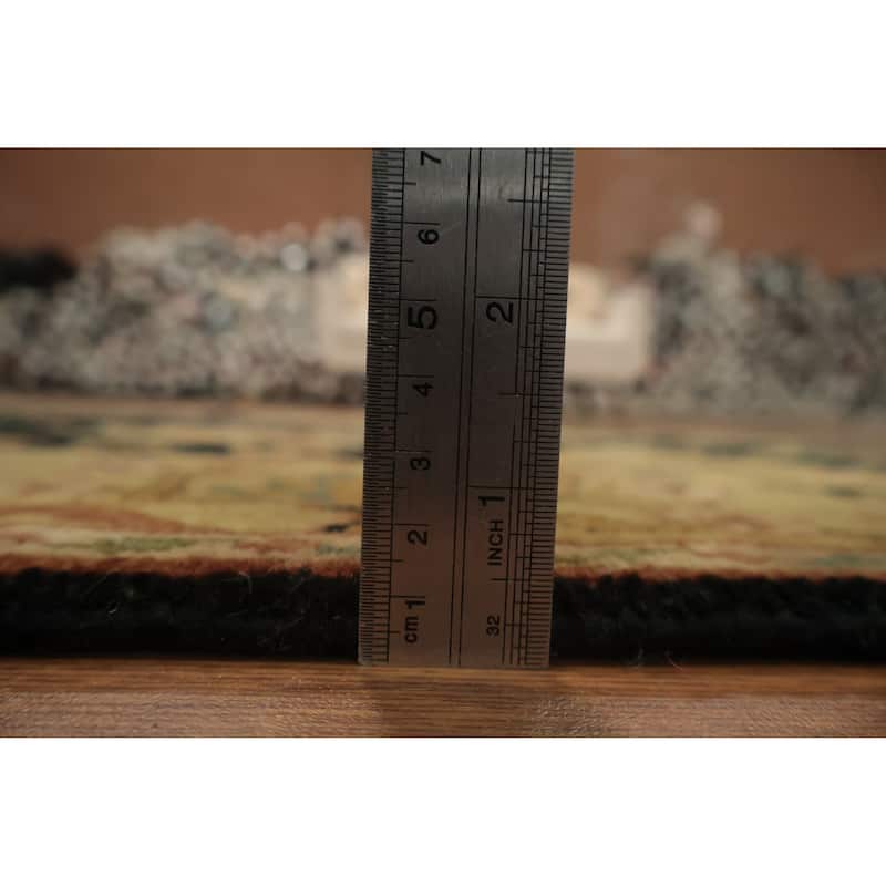 Hand Knotted Oriental 100% Wool Carpet Traditional All-Over Black Peshawar Runner Rug - 12' 1'' X 3' 3''