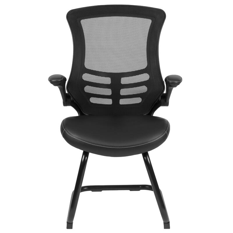 Mesh Sled Base Side Reception Chair with Flip-Up Arms