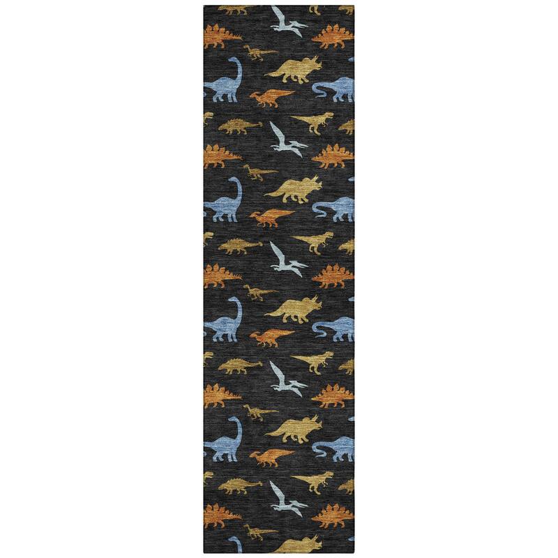 Machine Washable Indoor/ Outdoor Modern Dinosaur Chantille Rug