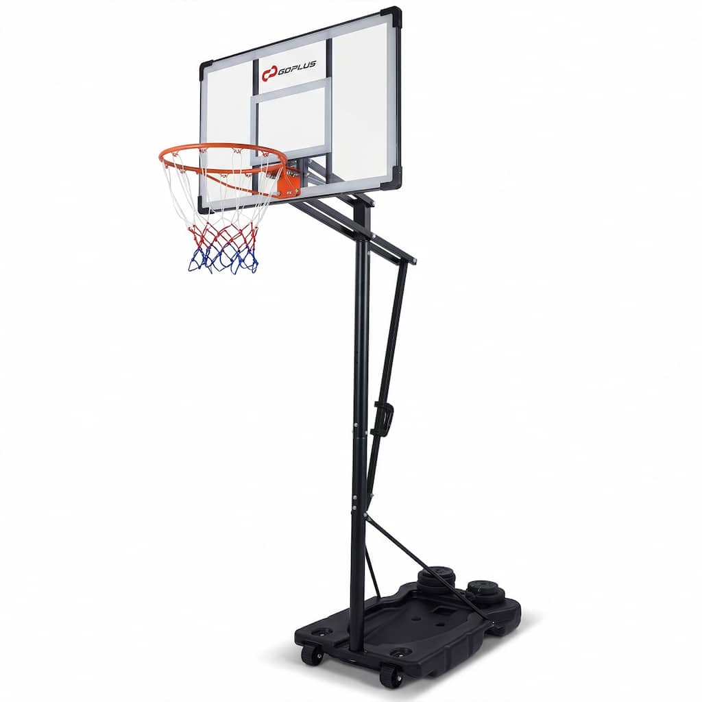 Gymax 10 FT Portable Basketball Hoop w/ Shock Absorbent Rim Fillable