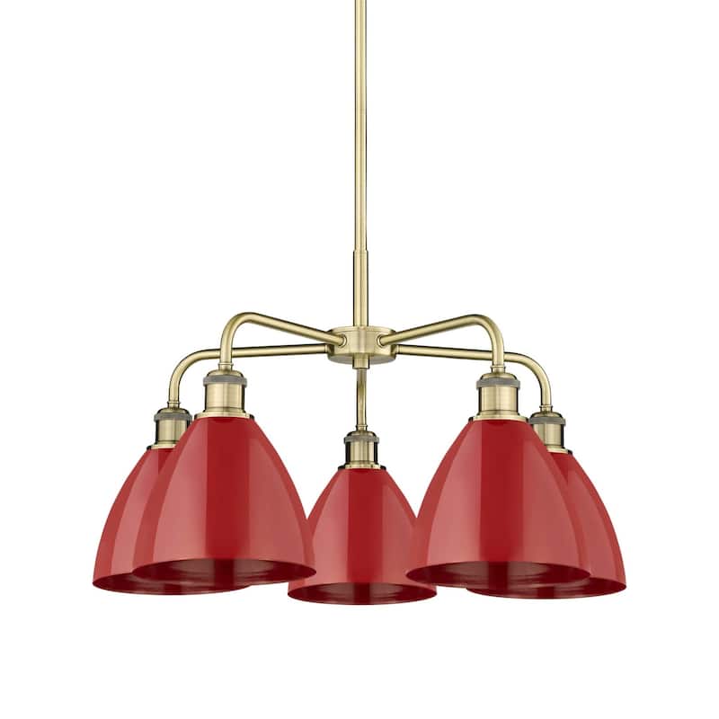 Innovations Lighting 516-5CR-16-26 Ballston Dome Chandelier Ballston - Antique Brass / Red