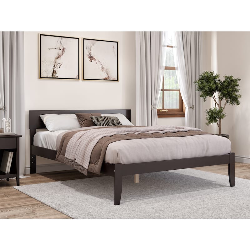 Modern Bed Frame Espresso Finish - Solid Wood Platform Bed - No Box Spring Needed