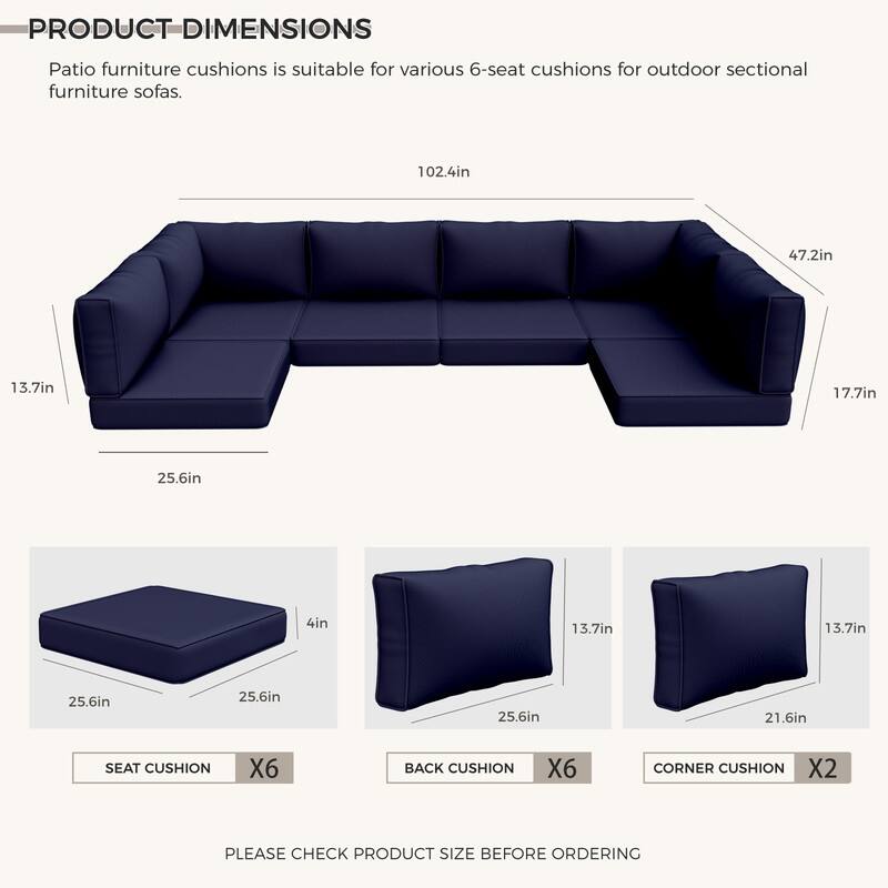 14 Piece Outdoor Furniture Replacement Cushions,Patio Seat Cushions