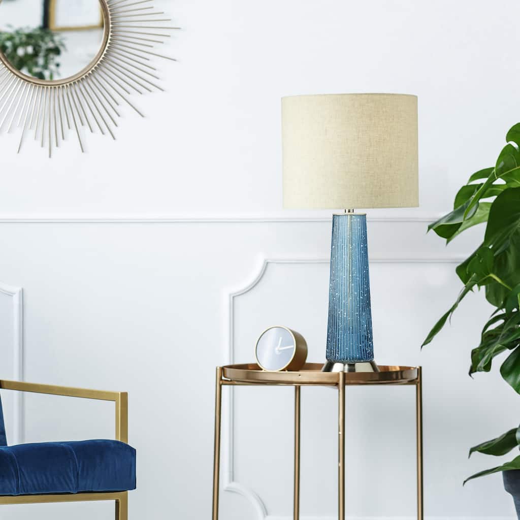 Felix River of Goods Blue and Beige Glass and Metal 22-Inch Table Lamp