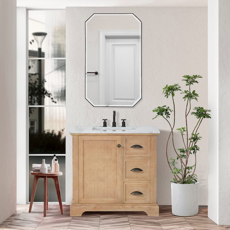 Hervas Bath Vanity with Natural Marble Top and Mirror