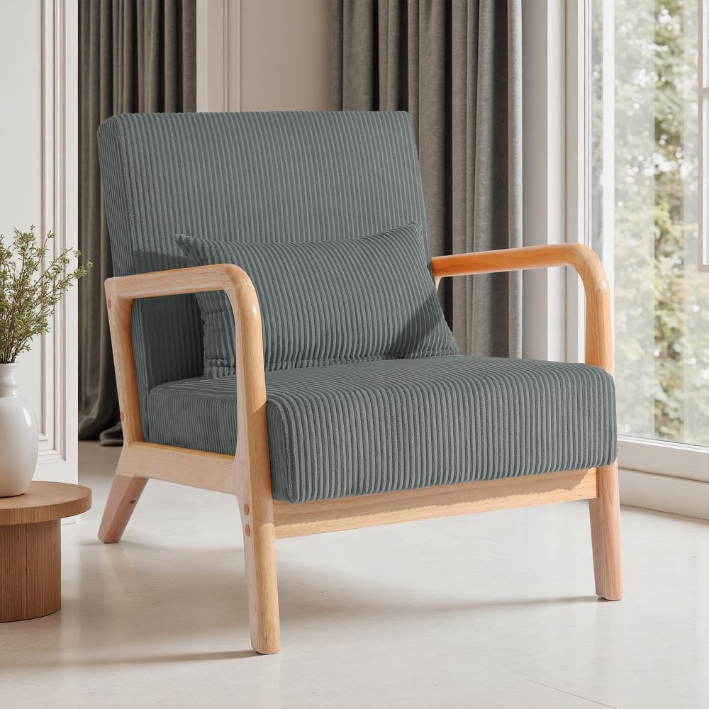 Uixe Modern Solid Wood Upholstered Corduroy Accent Chair - Single