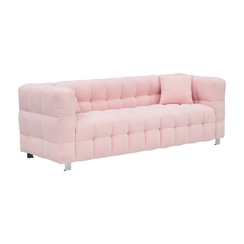Premium 80-inch Wool Sofa with High-Density Foam Filling and Bonus Cushions