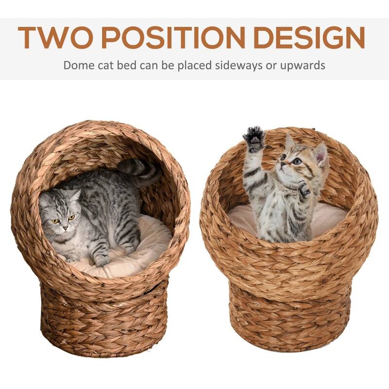 Raised Cat Bed with Rotating Cozy Basket Soft Cushion for Small Cats Up to 11 lbs