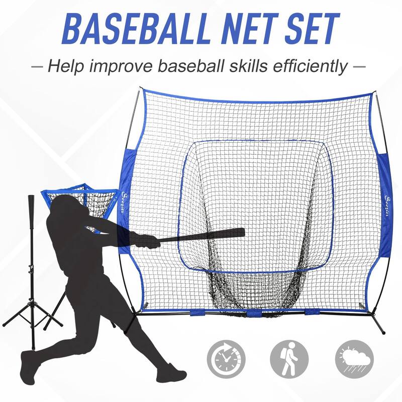 Soozier 7.5' x 7' Portable Baseball Batting Net Set with Catcher Net