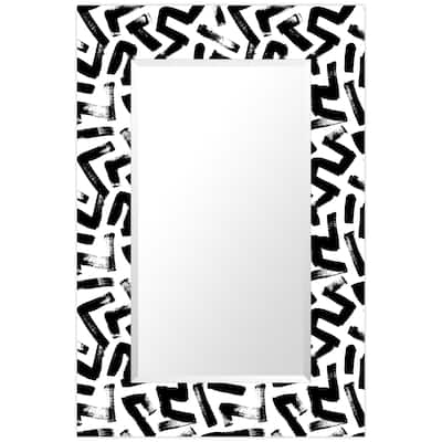 "Intertwined" Rectangular Beveled Mirror on Free Floating Reverse Printed Tempered Art Glass - 48" x 32"