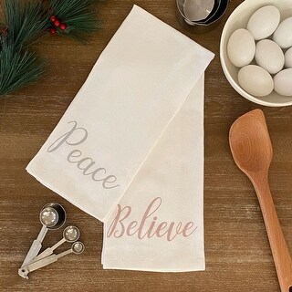 Peace and Believe Sentiments Cotton Holiday Kitchen Towels, Set of 2 ...