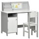 preview thumbnail 2 of 16, Qaba Toddler Table and Chair Set, Kids Writing Desk Homework Table, Gray