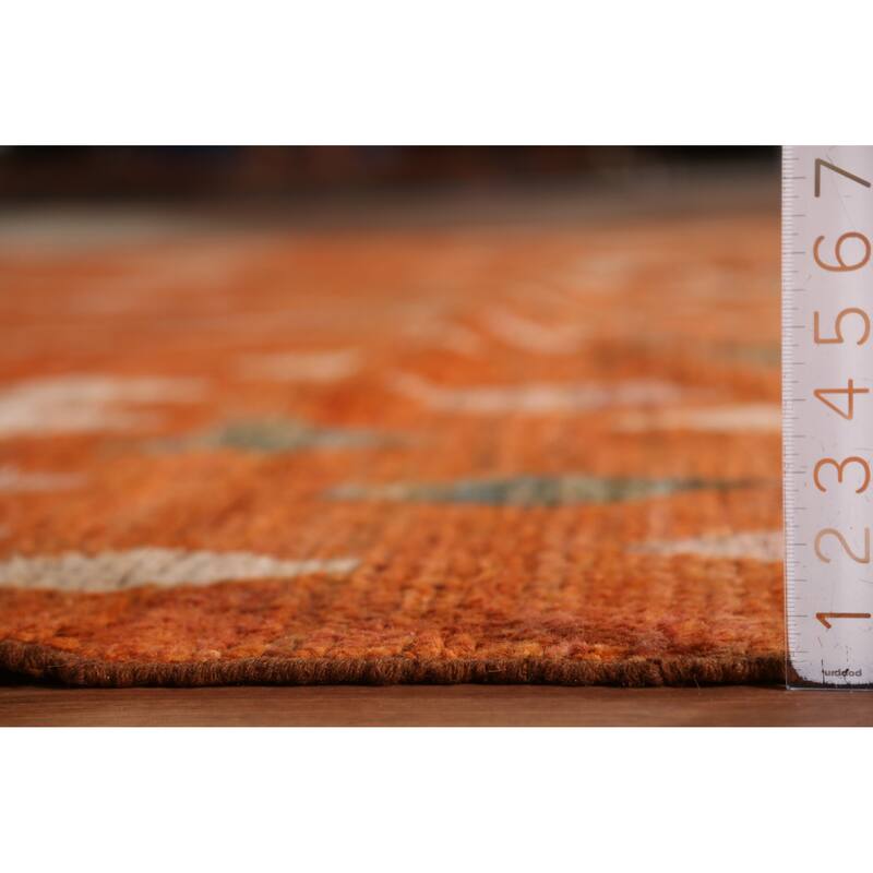 Orange Moroccan Oriental Large Rug Hand-Knotted Wool Carpet - 10'2" x 13'10"