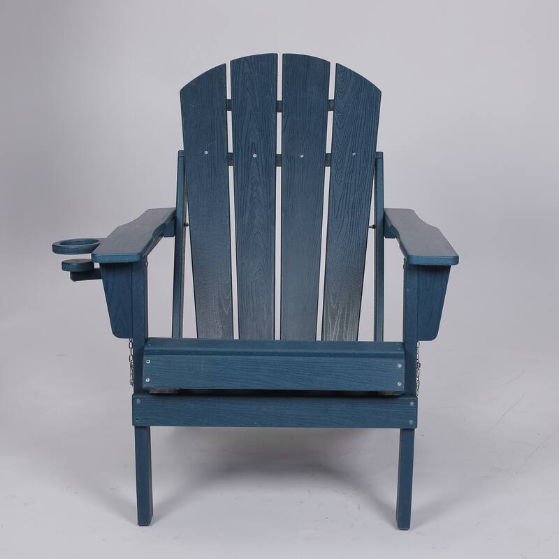 HDPE Folding Adirondack Chair with Dual Cup Holder - Composite Adirondack Chair with Wood Texture