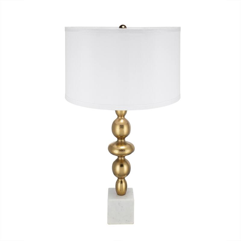 D15x29.5" Gold and White Table Lamp with Round Four Tiered Body