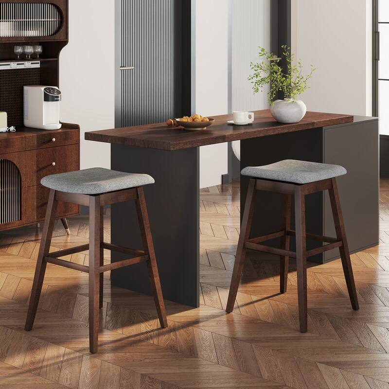 Gymax Set of 2 Swivel Bar Stools 30'' Bar Chairs w/ Padded Contoured