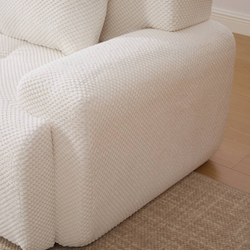 104"W Modern Upholstered Sectional Sofa with 3 Pillows and Ottoman