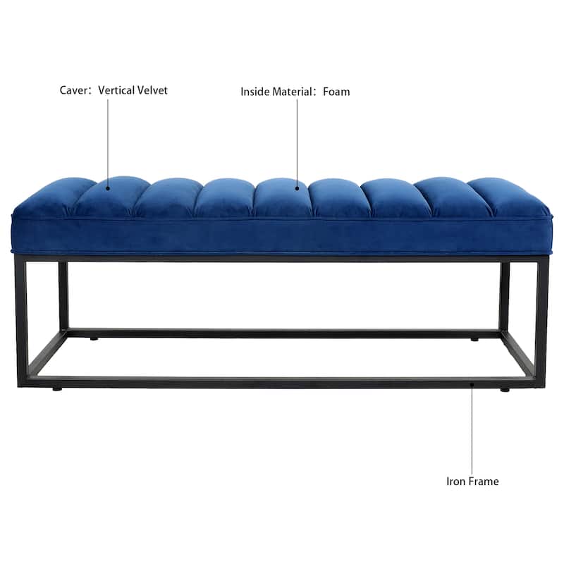 Tala Modern Upholstered Bench with Metal Base by GDFStudio