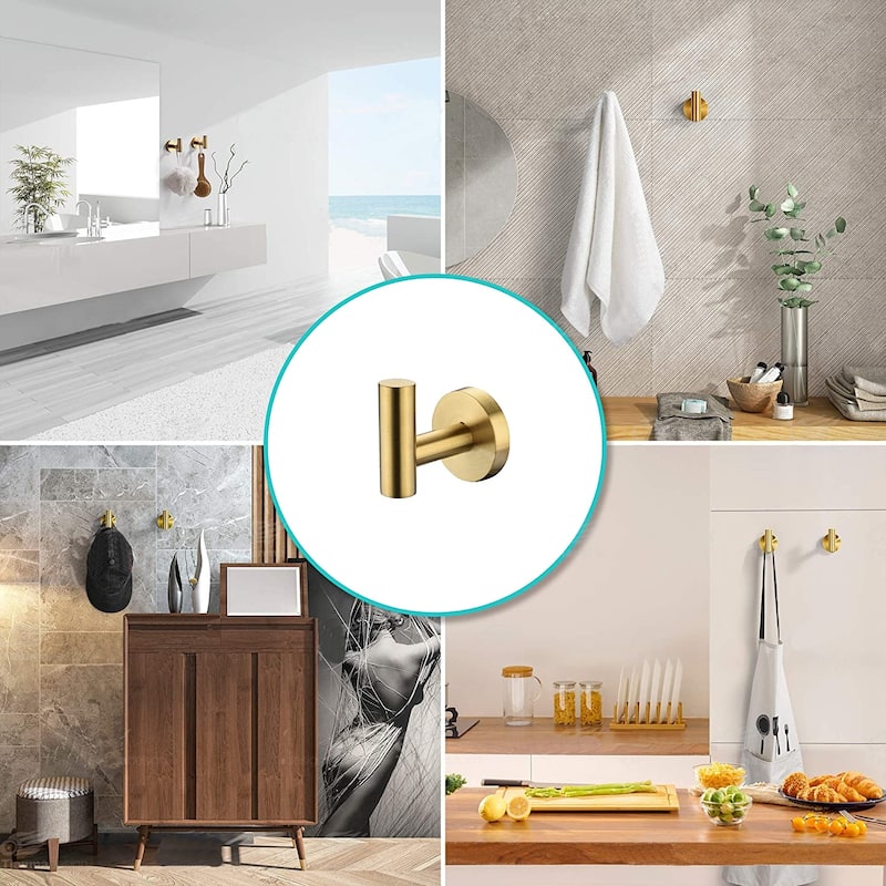 6-Pack Bathroom Robe and Towel Hook in Stainless Steel