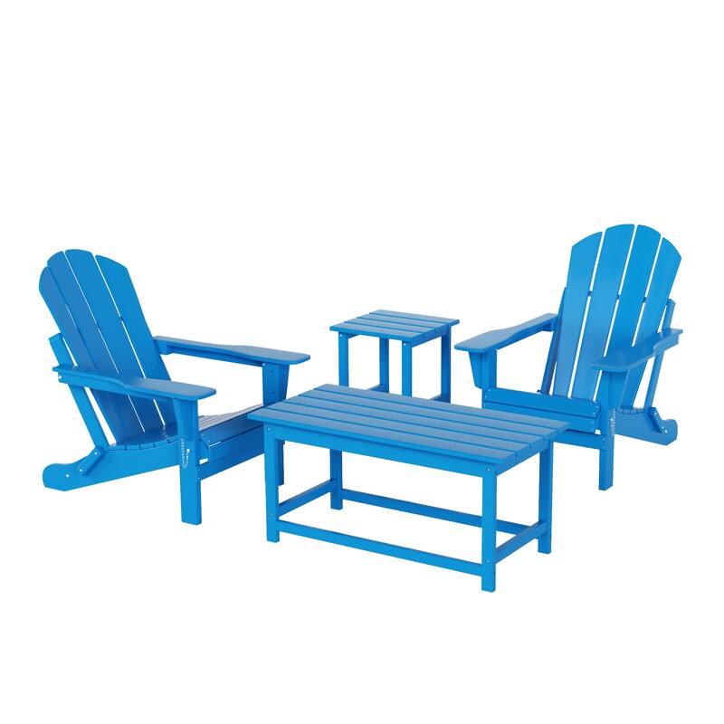 Laguna Hdpe All Weather Outdoor Patio Foldable Adirondack Chairs Conversation Set (4-Piece Set)