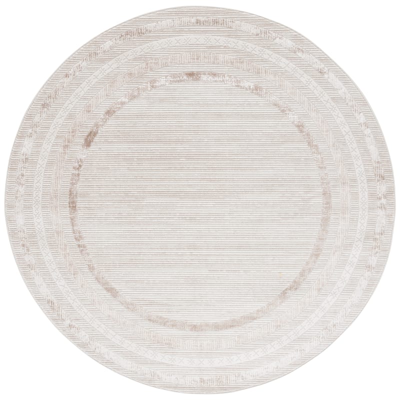 SAFAVIEH Hanna Keely Contemporary Rug - 6'7" Round - Ivory/Beige